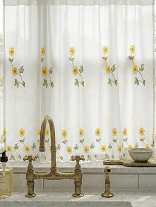 CORTINA DE COCINA BORDADA FLORES