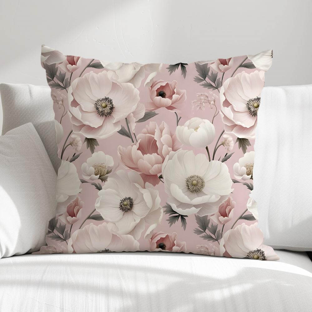 FUNDA DE COJIN FLORES BLANCAS 1