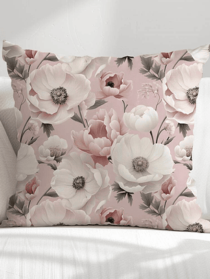 FUNDA DE COJIN FLORES BLANCAS