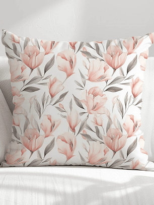 FUNDA DE COJIN FLORES ROSADAS