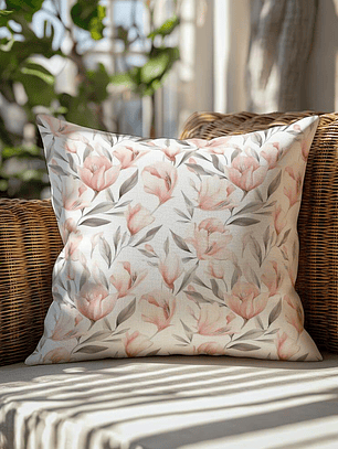 FUNDA DE COJIN FLORES ROSADAS