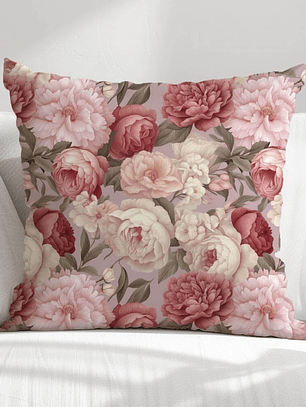 FUNDA DE COJIN ROSAS ROSADAS