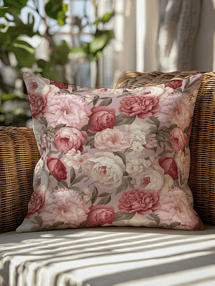 FUNDA DE COJIN ROSAS ROSADAS