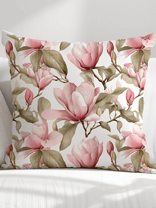 FUNDA DE COJIN MAGNOLIAS ROSADAS