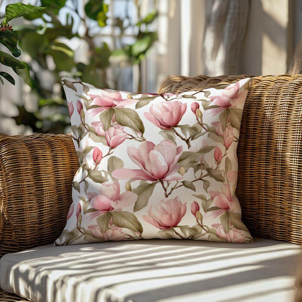 FUNDA DE COJIN MAGNOLIAS ROSADAS 2