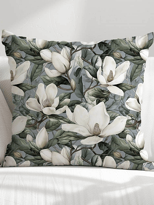 FUNDA DE COJIN MAGNOLIAS BLANCAS
