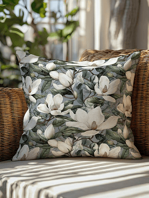 FUNDA DE COJIN MAGNOLIAS BLANCAS