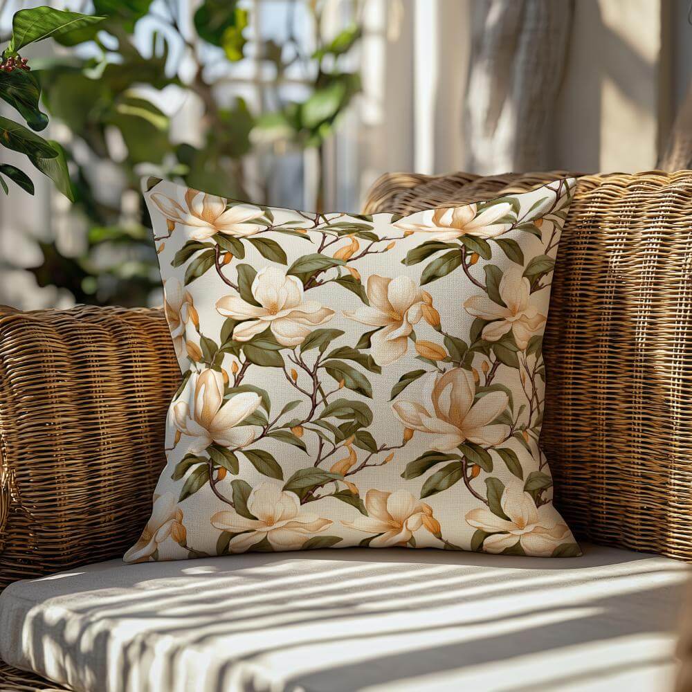 FUNDA DE COJIN MAGNOLIAS BEIGE 2