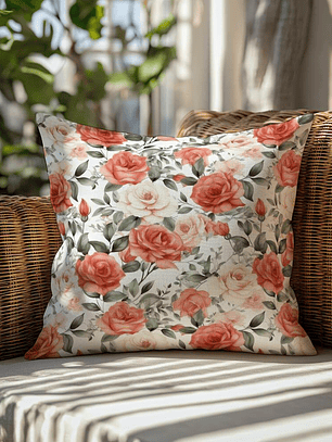 FUNDA DE COJIN ROSAS COLOR