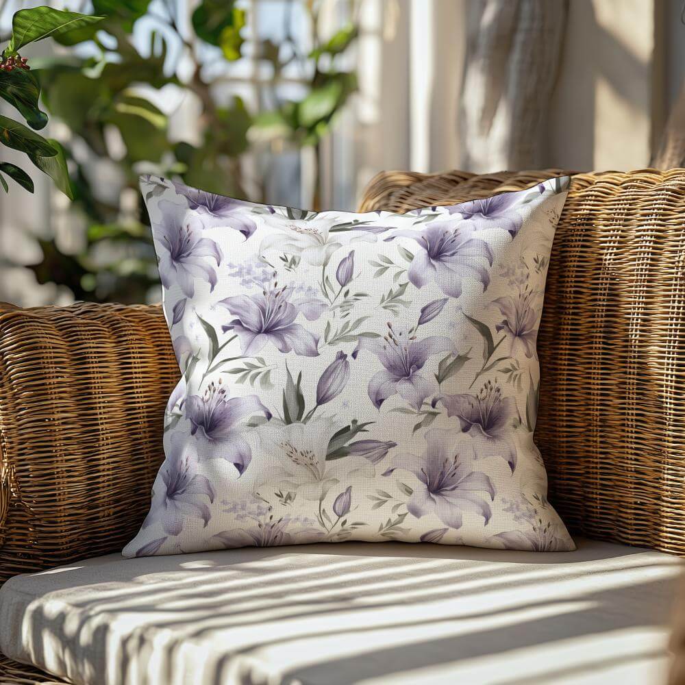 FUNDA DE COJIN FLORES GRIS AZULADO 2