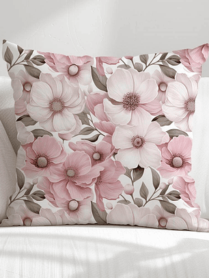 FUNDA DE COJIN FLORES SILVESTRES ROSADAS