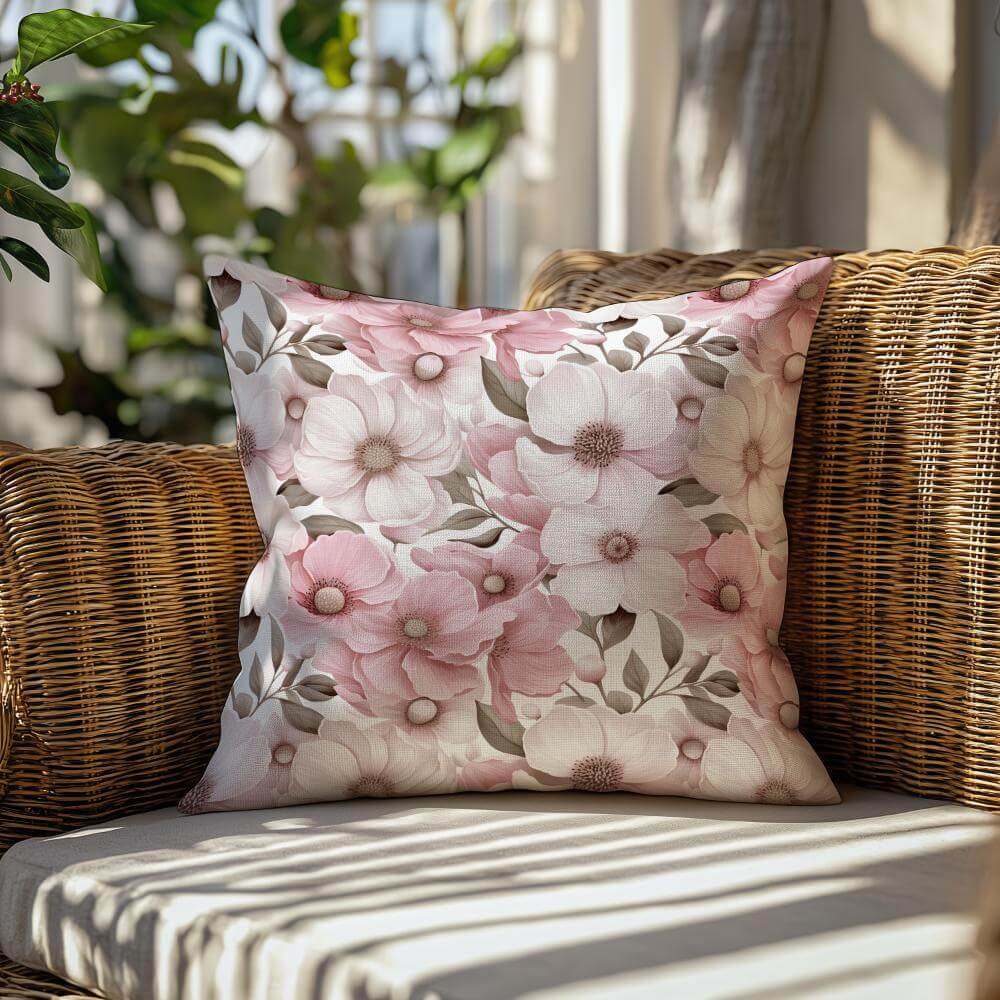 FUNDA DE COJIN FLORES SILVESTRES ROSADAS 2