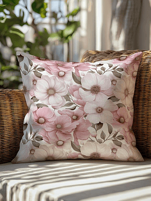 FUNDA DE COJIN FLORES SILVESTRES ROSADAS