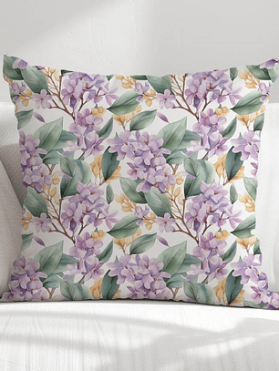 FUNDA DE COJIN FLORES MORADAS