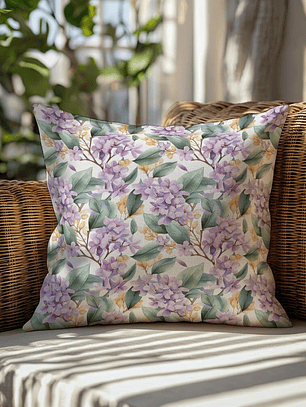 FUNDA DE COJIN FLORES MORADAS