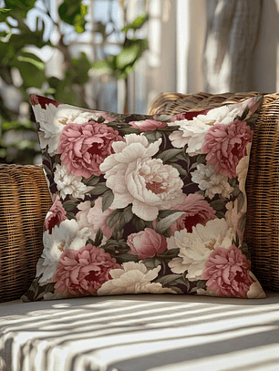 FUNDA DE COJIN FLORES VICTORIANAS