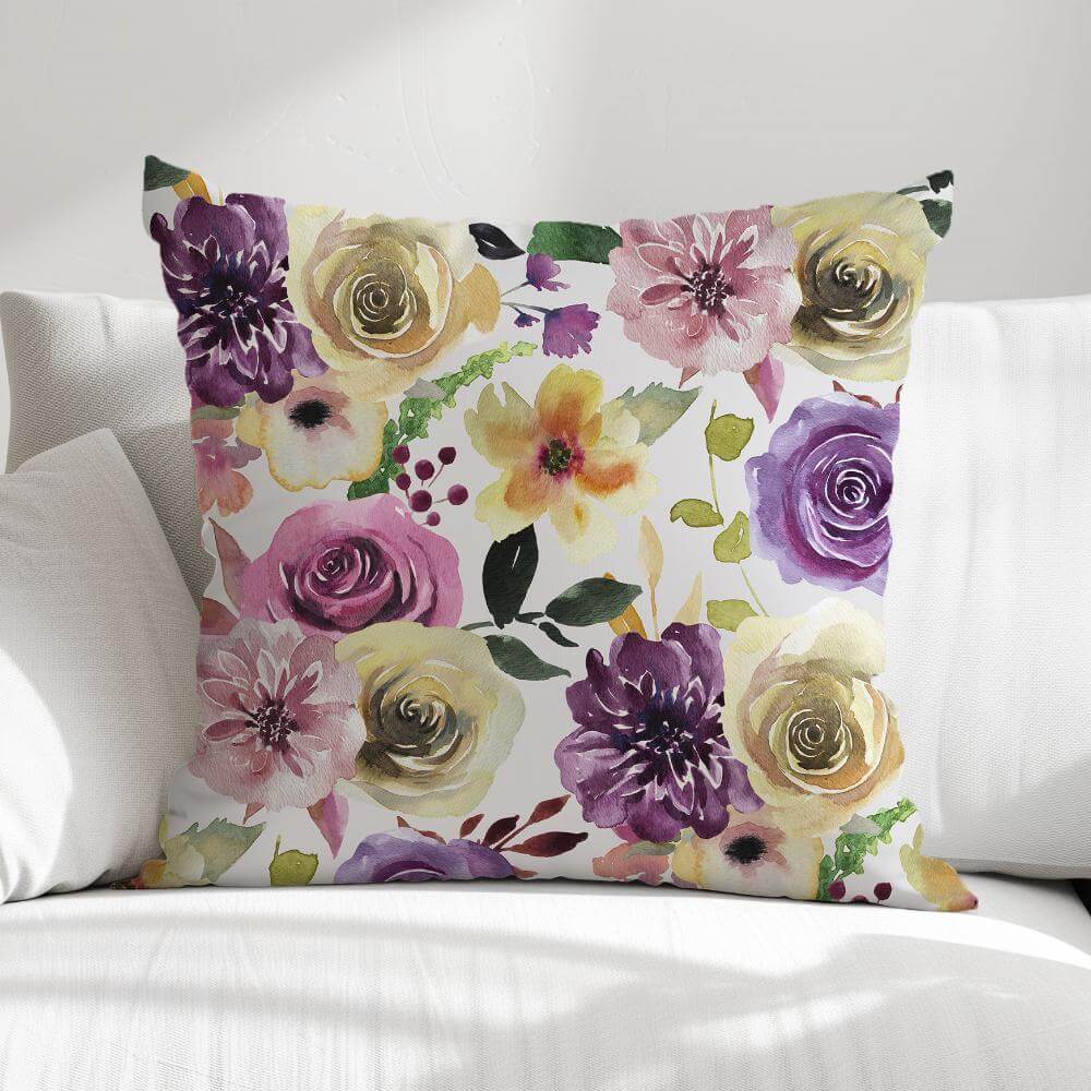 FUNDA DE COJIN FLORES MODERNAS MORADAS 1