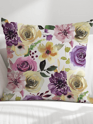 FUNDA DE COJIN FLORES MODERNAS MORADAS