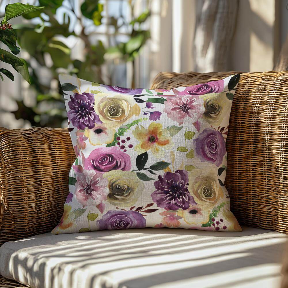 FUNDA DE COJIN FLORES MODERNAS MORADAS 2