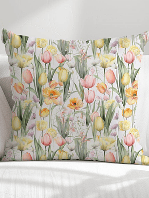FUNDA DE COJIN TULIPANES PEQUEÑOS