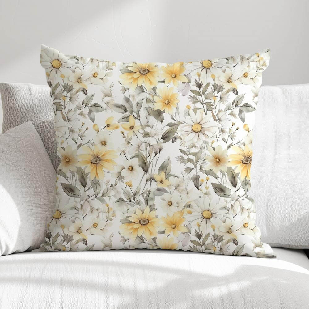 FUNDA DE COJIN FLORES PEQUEÑAS AMARILLAS 1