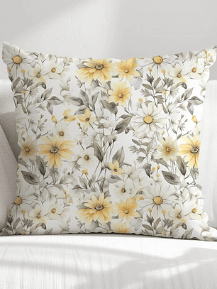FUNDA DE COJIN FLORES PEQUEÑAS AMARILLAS
