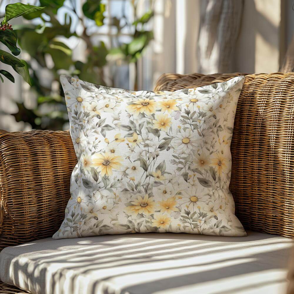 FUNDA DE COJIN FLORES PEQUEÑAS AMARILLAS 2