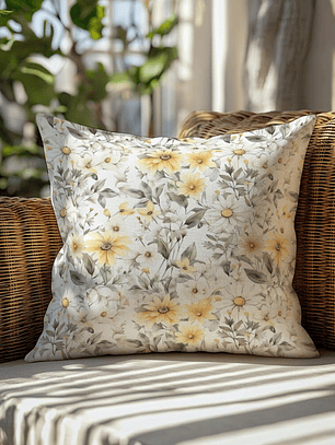 FUNDA DE COJIN FLORES PEQUEÑAS AMARILLAS