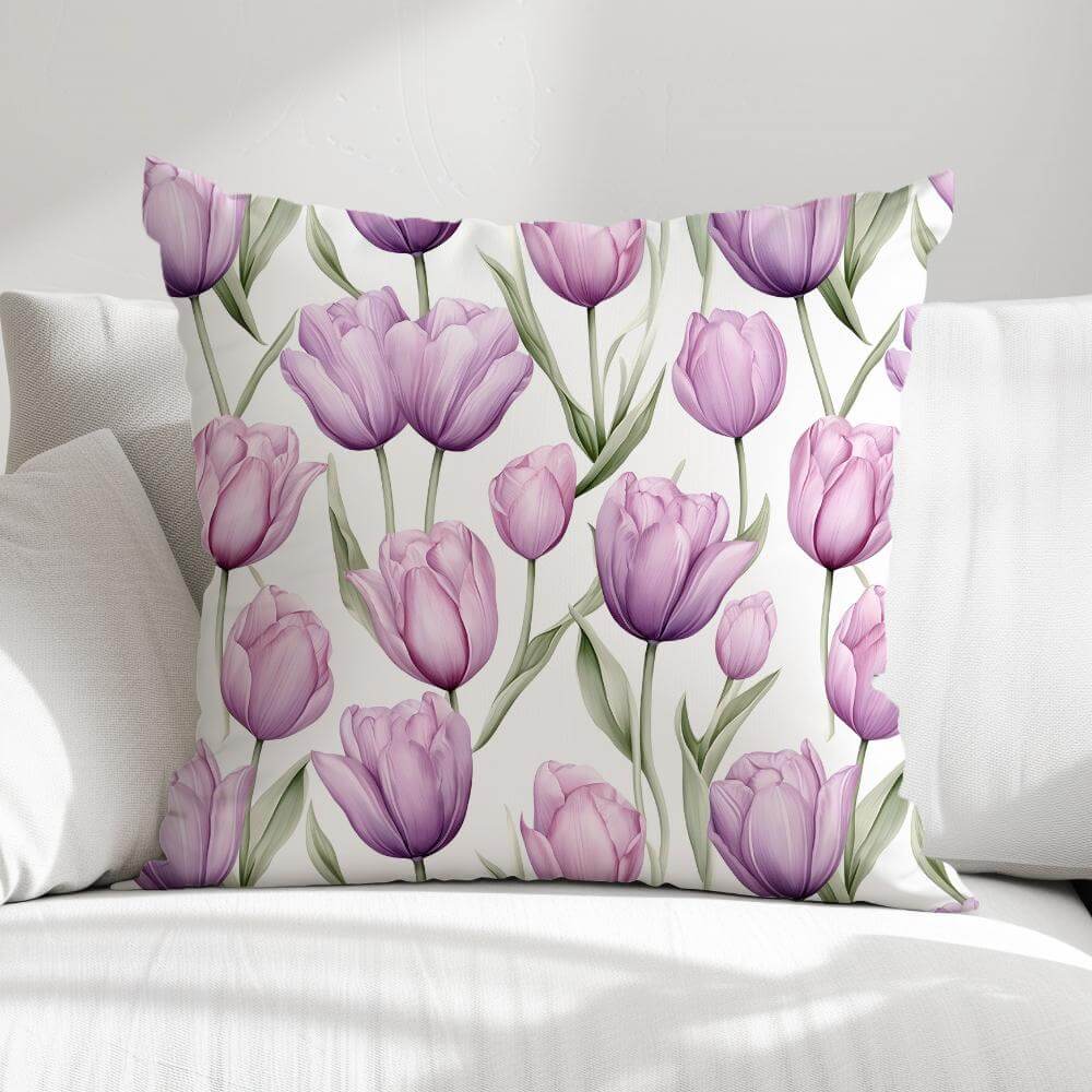 FUNDA DE COJIN TULIPANES MORADOS 1