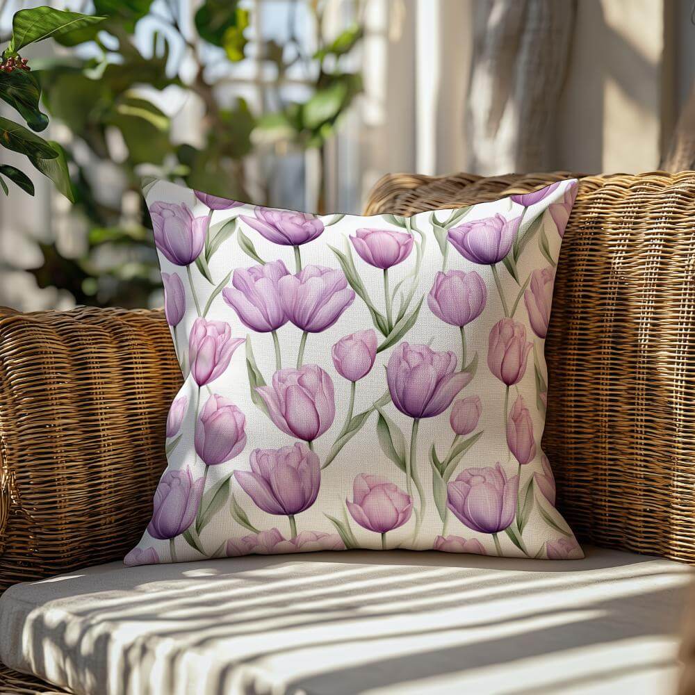 FUNDA DE COJIN TULIPANES MORADOS 2