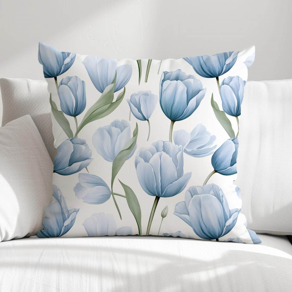 FUNDA DE COJIN TULIPANES AZULES 1