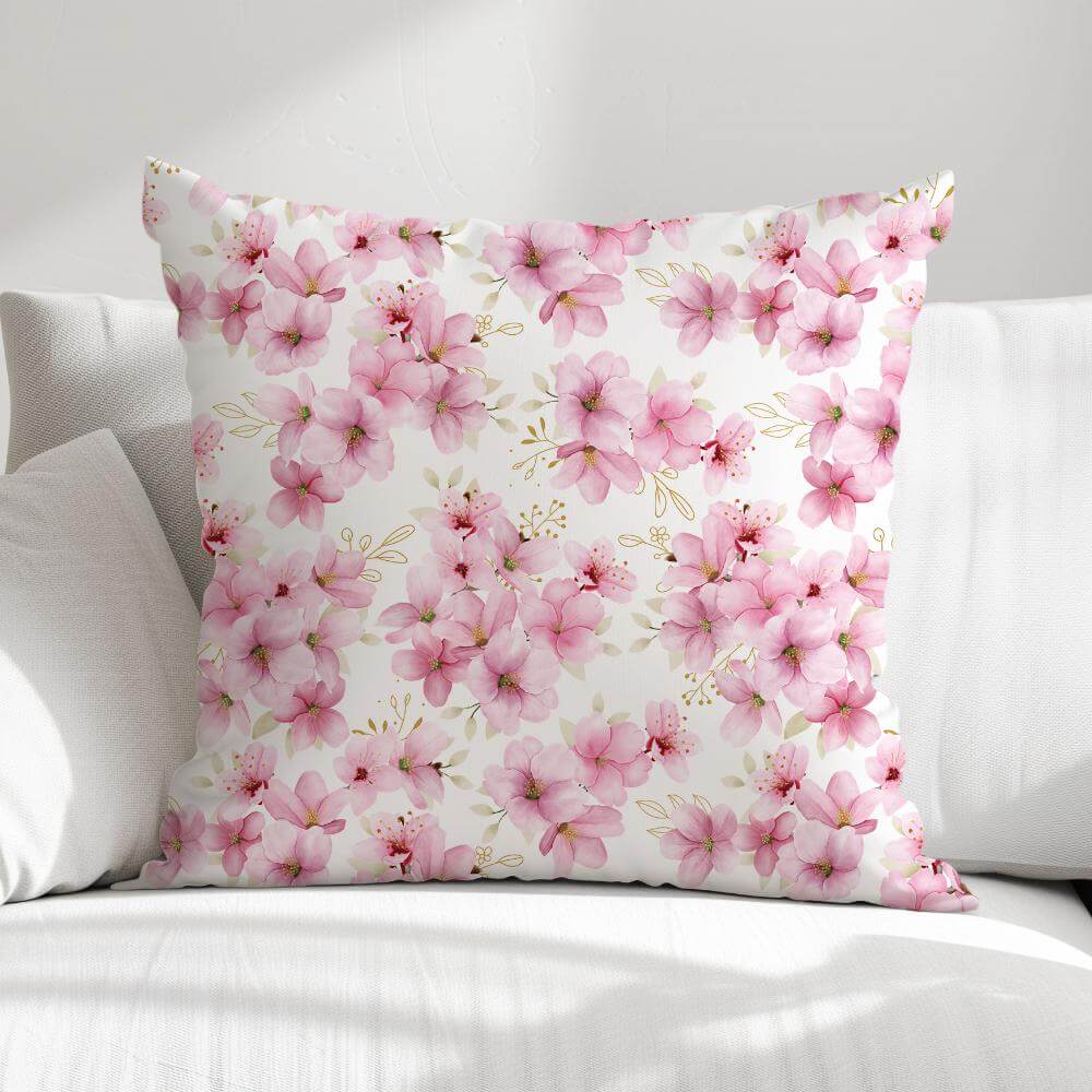 FUNDA DE COJIN FLORES COLOR ROSADO 1