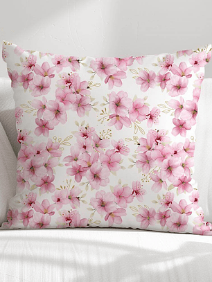 FUNDA DE COJIN FLORES COLOR ROSADO