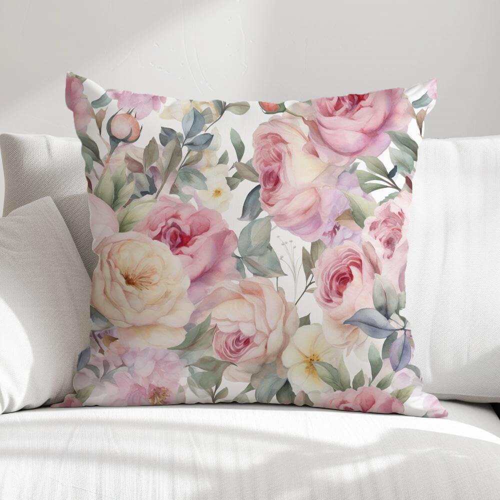 FUNDA DE COJIN ROSAS ACUARELA 1