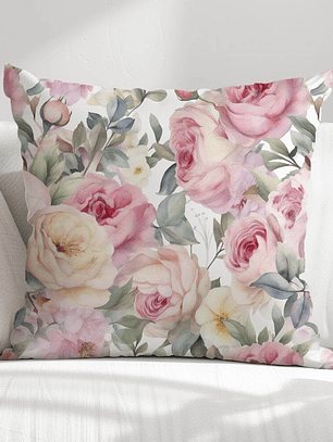 FUNDA DE COJIN ROSAS ACUARELA