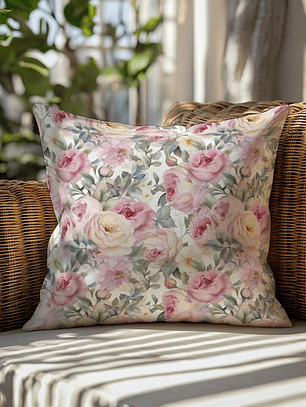 FUNDA DE COJIN ROSAS ACUARELA