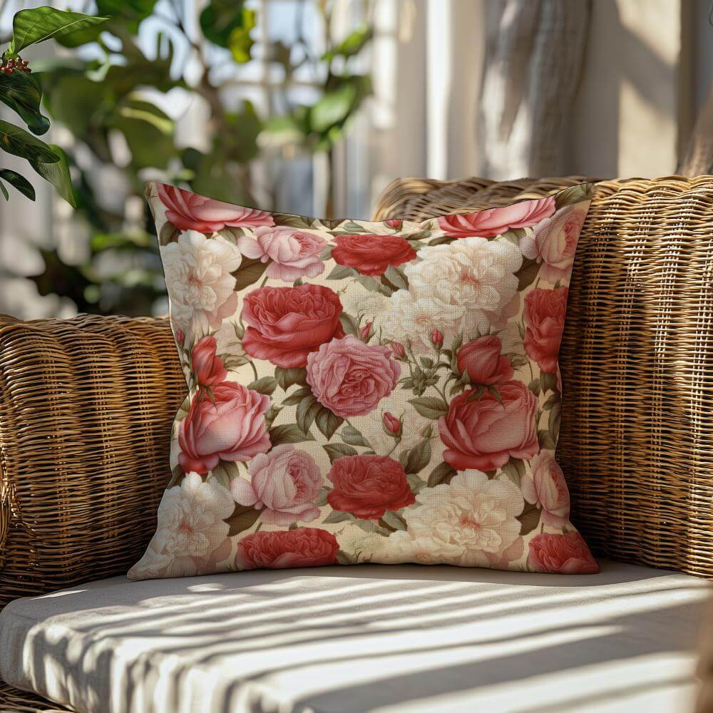 FUNDA DE COJIN ROSAS BLANCAS Y ROJAS 2