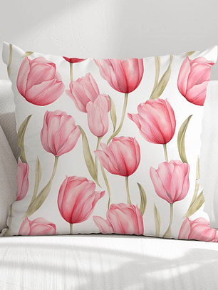 FUNDA DE COJIN TULIPANES ROSADOS ALTERNATIVA