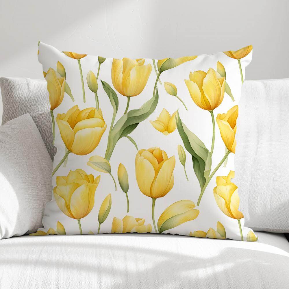 FUNDA DE COJIN TULIPANES AMARILLOS 1