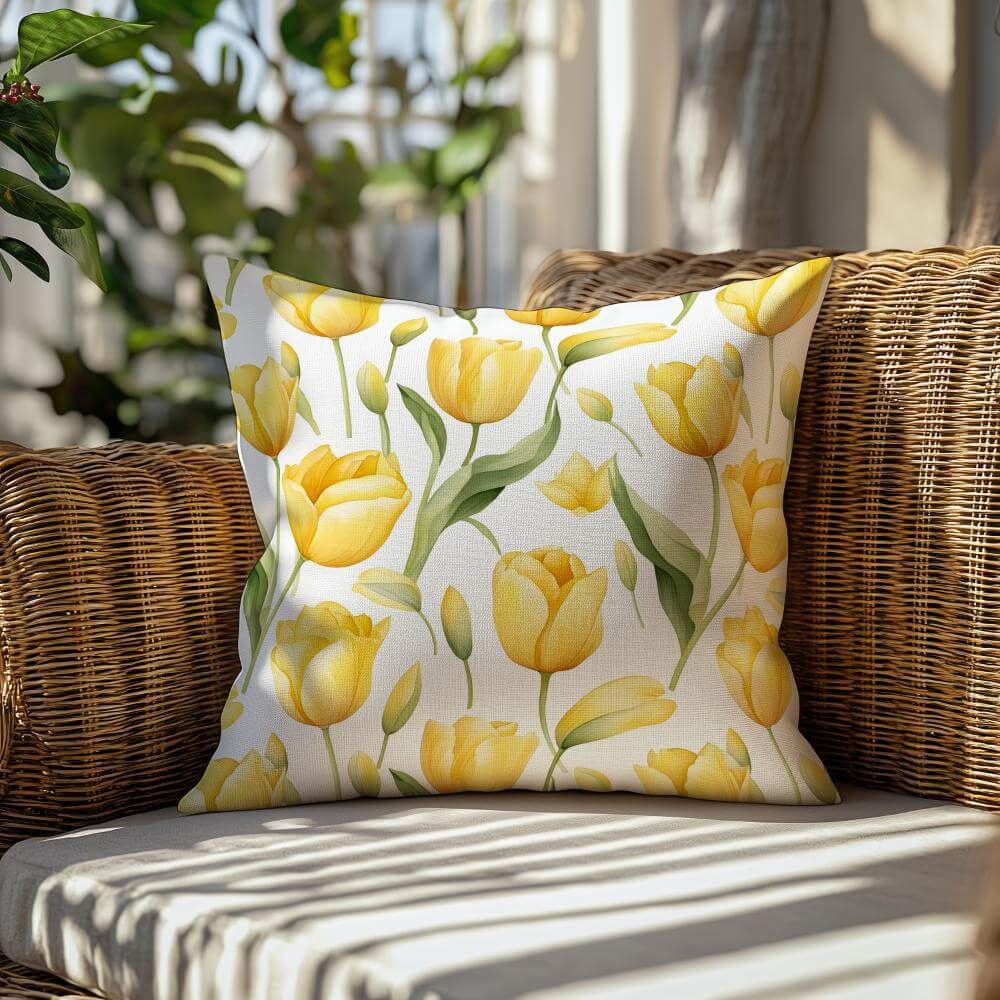 FUNDA DE COJIN TULIPANES AMARILLOS 2