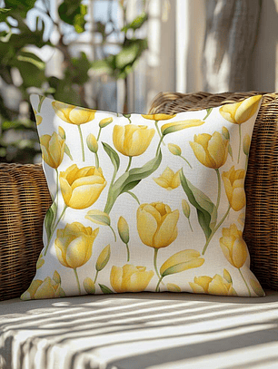 FUNDA DE COJIN TULIPANES AMARILLOS