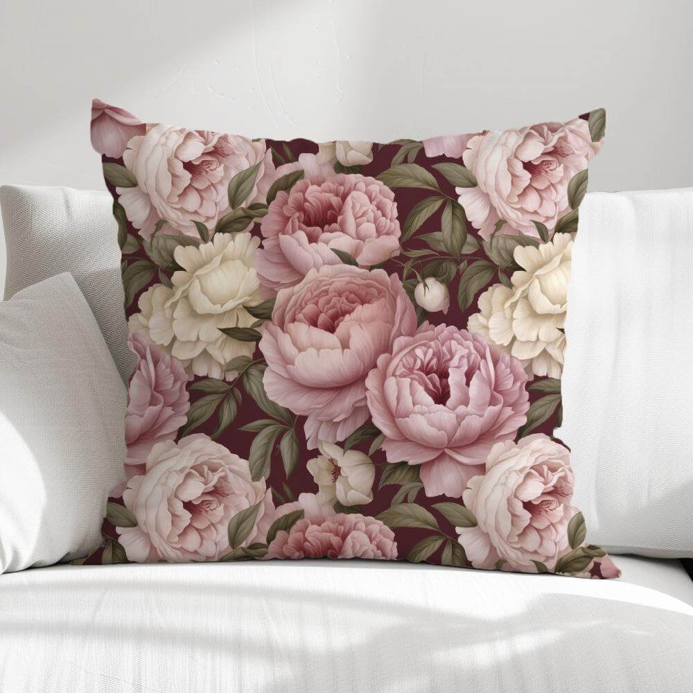 FUNDA DE COJIN FLORES ROSADAS VINTAGE 1