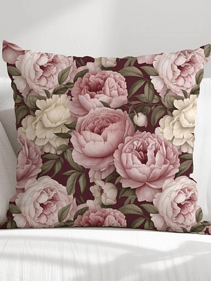 FUNDA DE COJIN FLORES ROSADAS VINTAGE