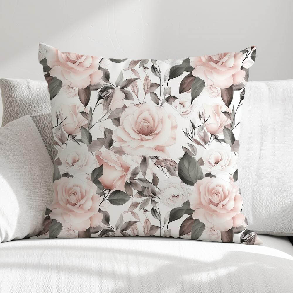 FUNDA DE COJIN ROSAS ROSADO SUAVE 1
