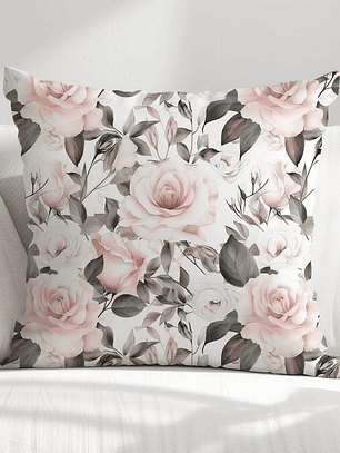 FUNDA DE COJIN ROSAS ROSADO SUAVE