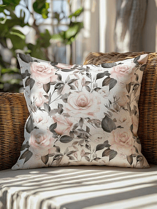 FUNDA DE COJIN ROSAS ROSADO SUAVE