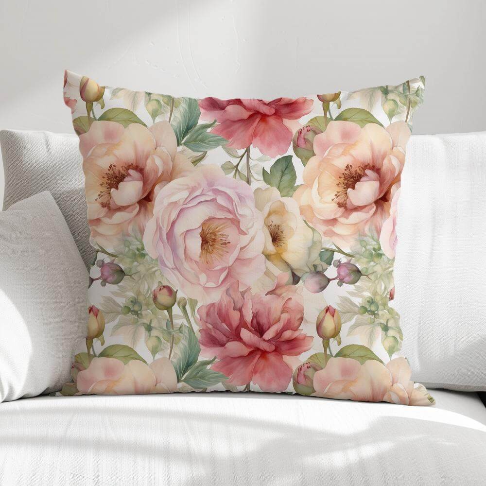 FUNDA DE COJIN FLORES ACUARELA 1