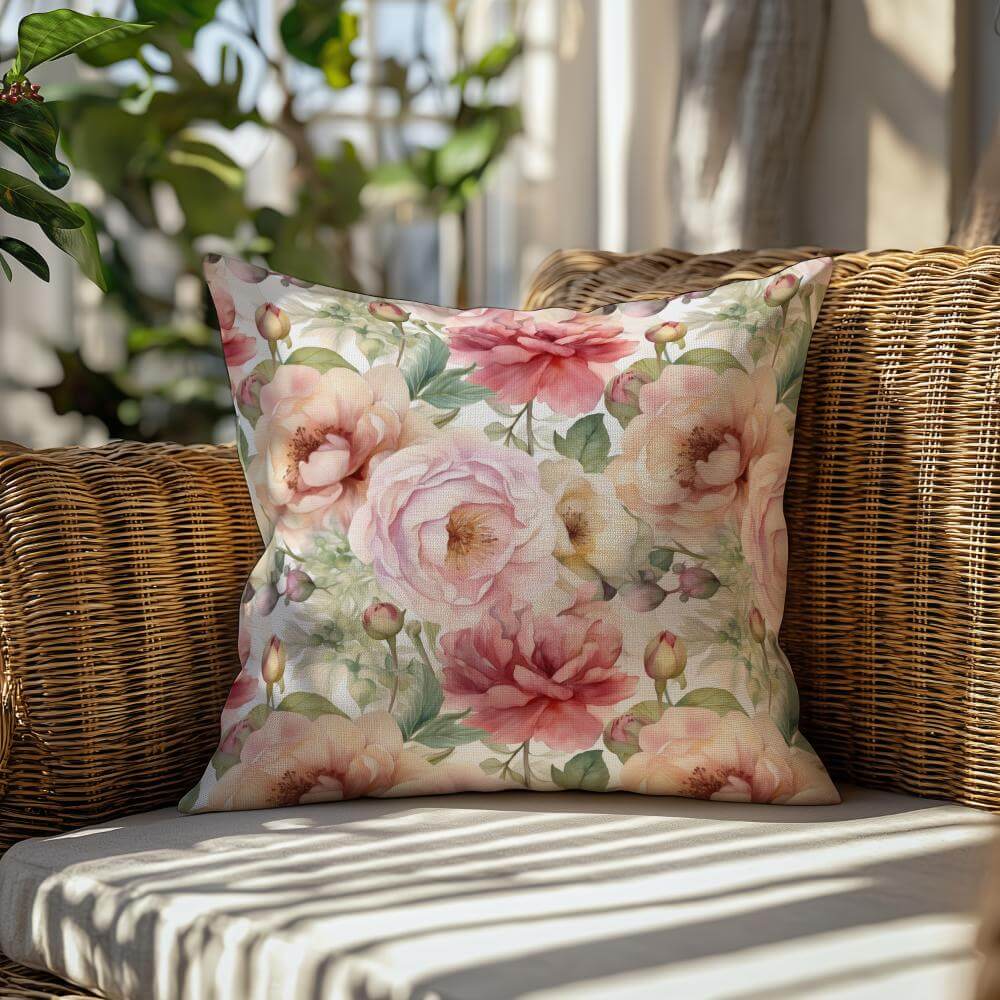 FUNDA DE COJIN FLORES ACUARELA 2