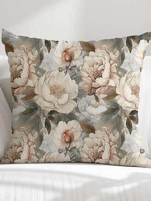 FUNDA DE COJIN ROSAS TONOS TIERRA