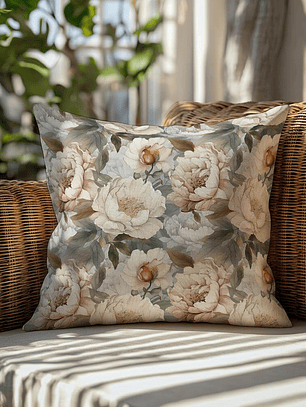 FUNDA DE COJIN ROSAS TONOS TIERRA